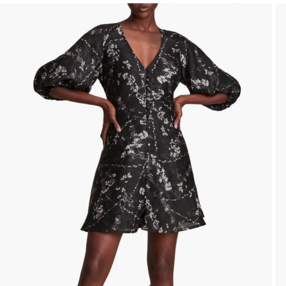 AllSaints Black Floral Mini Dress
